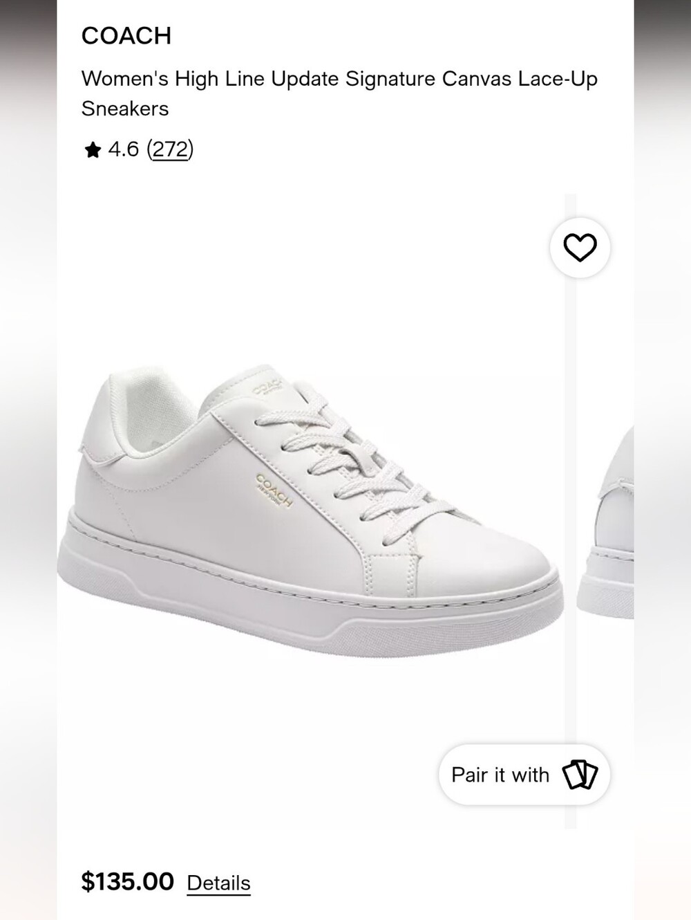 COACH Women's White Low-Top Leather Sneakers